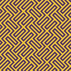 S ✹ Sophisticated Interlocking Grid: Modern Geometric in Purple and Yellow