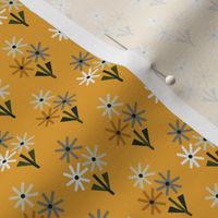 C016 - Small scale goldenrod mustard yellow and grey modern spring fling daisy garden diamond setting for sweet baby apparel, patchwork, pillows, nursery accessories