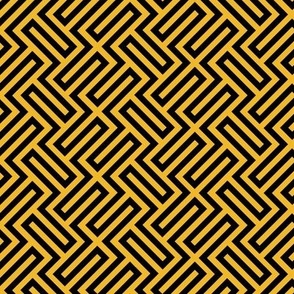 S ✹ Sophisticated Interlocking Grid: Modern Geometric in Black and Yellow