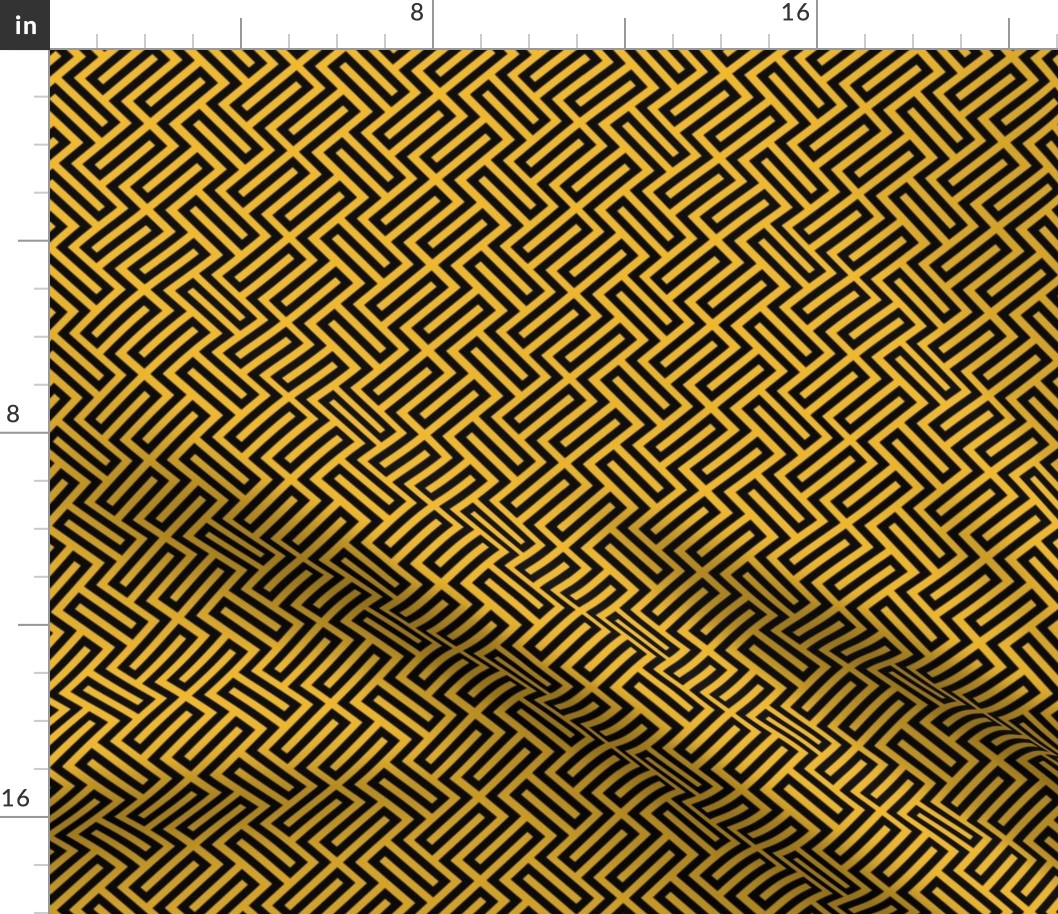 S ✹ Sophisticated Interlocking Grid: Modern Geometric in Black and Yellow