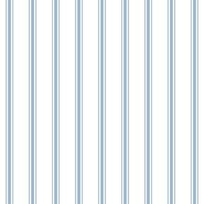 Narrow vertical ticking stripe blue on white - SMALL - 9DB6D1