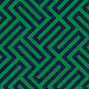 M ✹ Sophisticated Interlocking Grid: Modern Geometric in Navy and Green