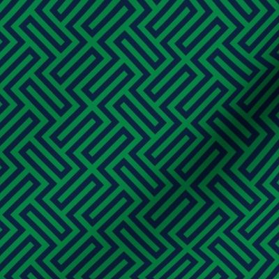 S ✹ Sophisticated Interlocking Grid: Modern Geometric in Navy and Green