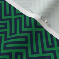 S ✹ Sophisticated Interlocking Grid: Modern Geometric in Navy and Green