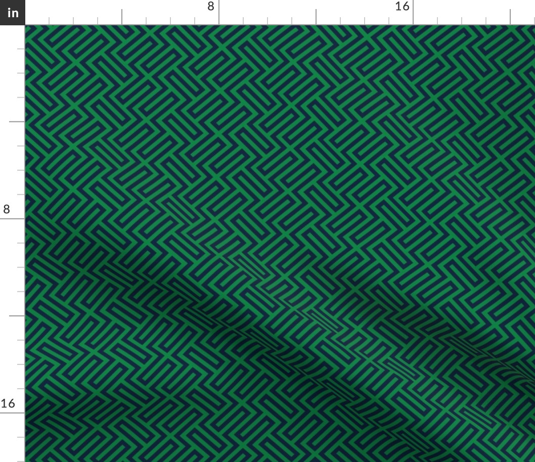 S ✹ Sophisticated Interlocking Grid: Modern Geometric in Navy and Green