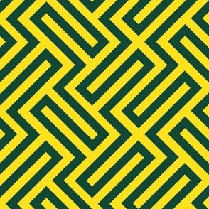 M ✹ Sophisticated Interlocking Grid: Modern Geometric in Green and Yellow