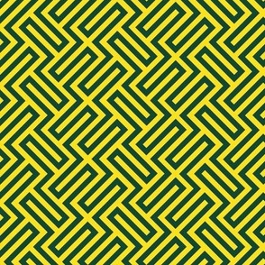 S ✹ Sophisticated Interlocking Grid: Modern Geometric in Green and Yellow