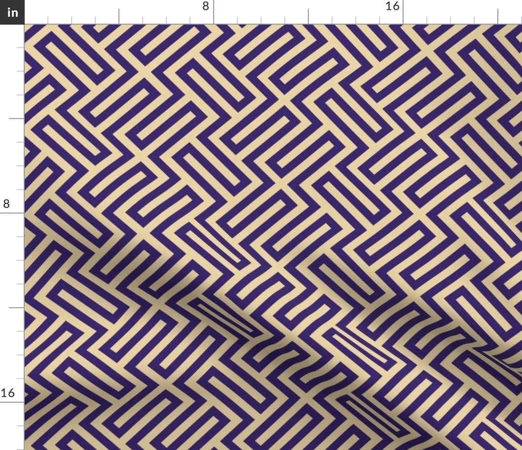 M ✹ Sophisticated Interlocking Grid: Modern Geometric in Purple and Gold