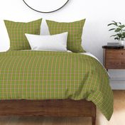 C018 - Small scale spring grass green, hot pink and pale yellow Modern classic window pane checkers tartan plaid for kids apparel, wallpaper, nursery decor