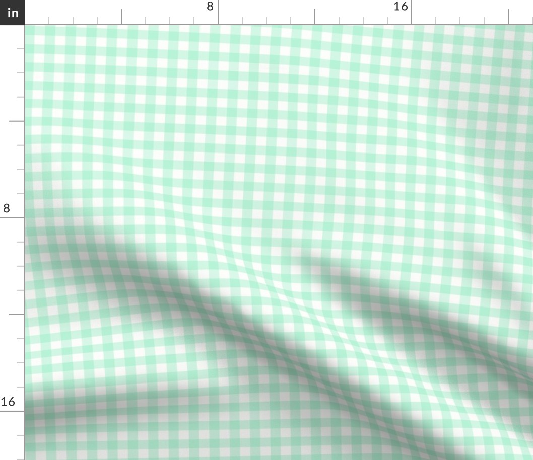 3/8" Gingham: Mint Green Gingham Check, Buffalo Check, Buffalo Plaid