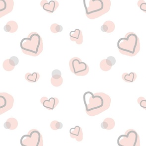 Retro Hearts Pink Gray Baby Girl Nursery