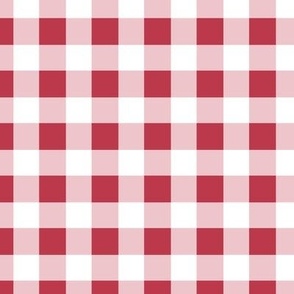 Red and White Gingham check plaid - MED - 3/4 inch