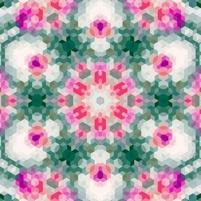 mosaic pink green kaleidoscope ornament