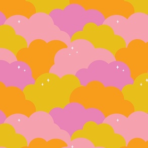 Candy Clouds and Stars Seventies Retro 