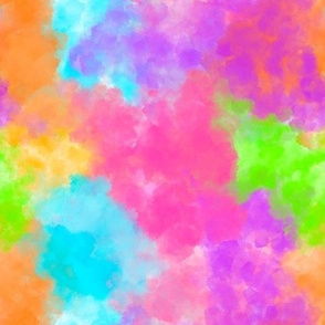 Bright Abstract Watercolor, Pink, Blue, Green, Purple, Orange, Painted