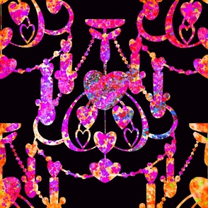 Glamorous Mulitcolored Hearts Chandelier - Large Scale