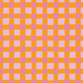 Orange and Pink Gingham Plaid Checkers