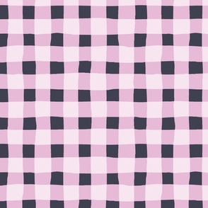Pink and Black Gingham Plaid Checkers