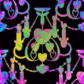 Marble Art Heart Chandelier / Liquid Art Heart Chandelier / Multicolored Heart Chandelier - Large Scale 
