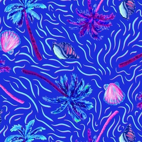 Cali - blue | palm tree and shells summer