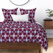 Floral Fire Print v.1 - Smaller - Red Blue White - Vertical