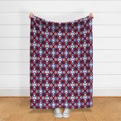 Floral Fire Print v.1 - Smaller - Red Blue White - Vertical