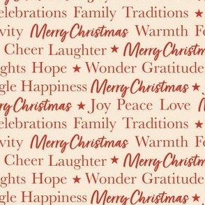 Small / Merry Christmas Greetings and Holiday Words Typography in Red