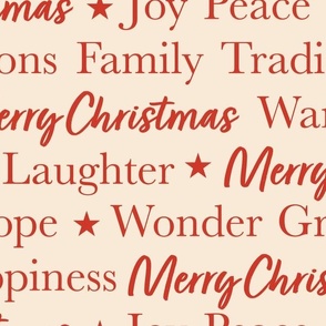 Large / Merry Christmas Greetings and Holiday Words Typography in Red