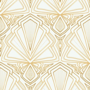 Art deco fans geometric gold and mint Large