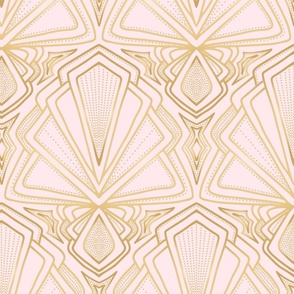 Art deco fans geometric gold and pink Large