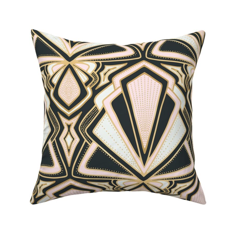 Art deco fans geometric gold, pink, mint and slate Large