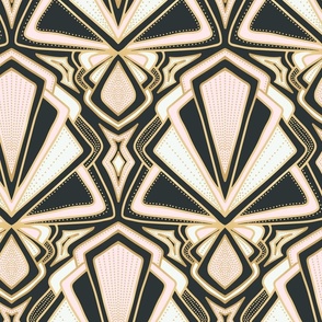 Art deco fans geometric gold, pink, mint and slate Large