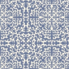 m/ optical illusion maze vermicular pattern china blue