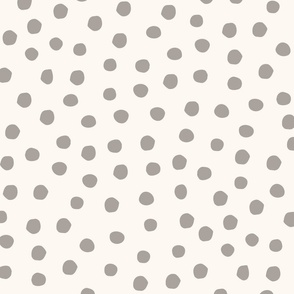 (L) Wonky Polka Dots Beige and Off White