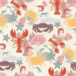 crustacean summer//small scale// home decor// fabric