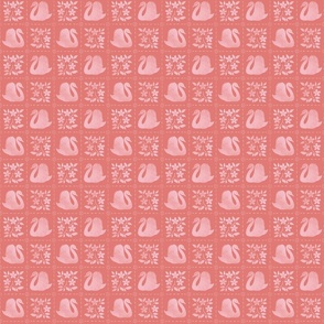Swans & Blossoms - Light pink on Light red | 3