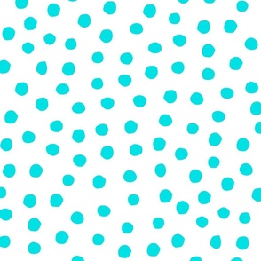 (L) Wonky Polka Dots Turquoise and White