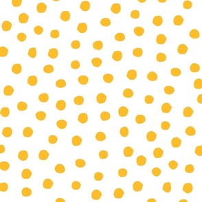 (L) Wonky Polka Dots Goldenrod Yellow and White