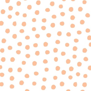 (L) Wonky Polka Dots Peach and White