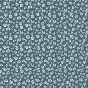 Small retro floral pattern. White flowers on a gray background.
