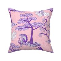 Chinoiserie Purple Tigers on Pink