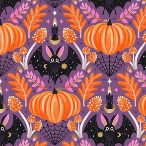 M / Magical Bat and Pumpkin Samhain Halloween