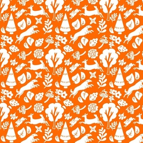 Orange Floral Forest Longhaired Hound Small Print