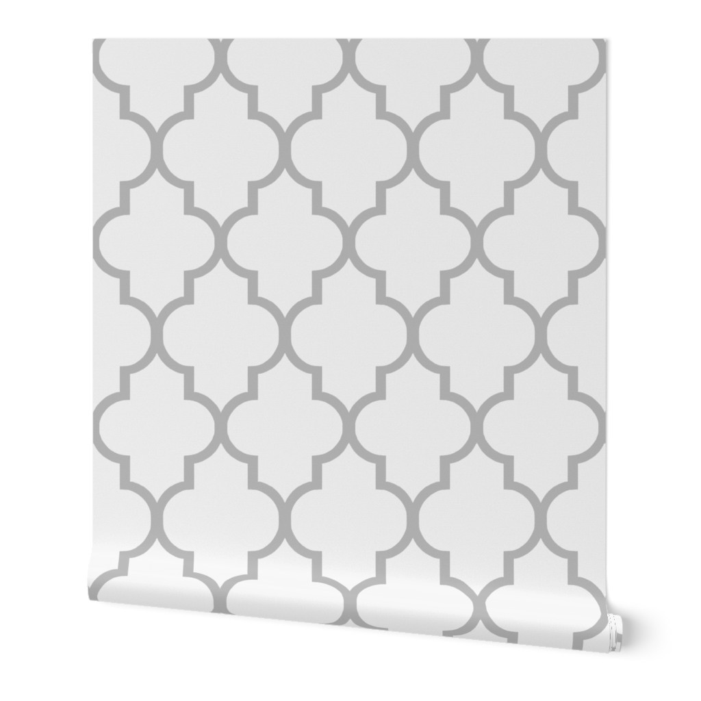 Large Scale Custom Cashmere and Snow Quatrefoil