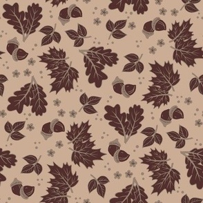 Autumn Leaves in Brown and Beige—Medium Scale