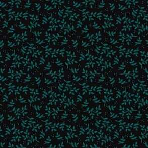 Botanicals in Teal and Black–Small Scale