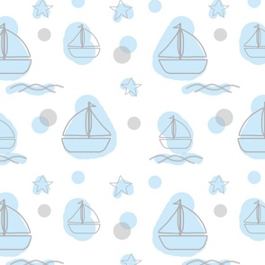 Retro Nautical Sailboat Blue Baby Boy Nursery