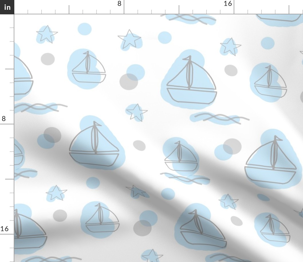 Retro Nautical Sailboat Blue Baby Boy Nursery