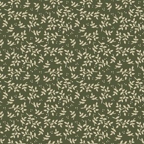 Botanicals in Olive Green and Cream–Small Scale