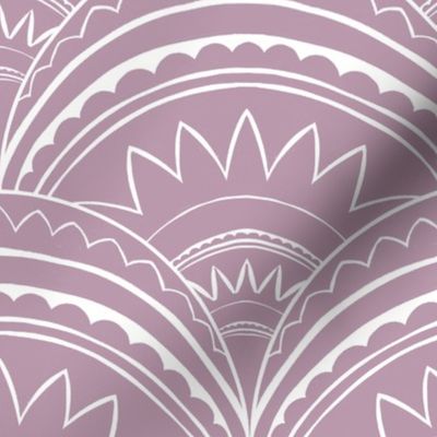 Boho Art Deco 'Mabel' Scallop mauve Unicolor (L)